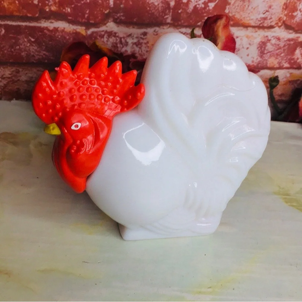 Vintage Avon Country Kitchen Rooster Milk Glass Decanter
